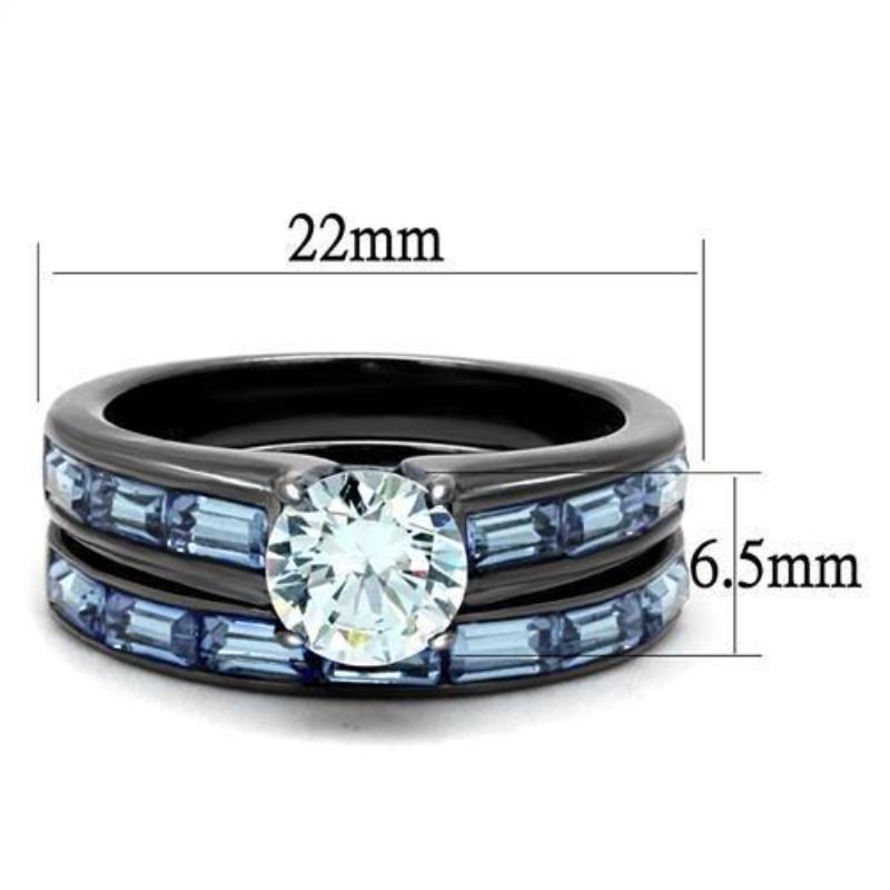 IP Light Black Stainless Steel Ring with AAA Grade CZ in Clear