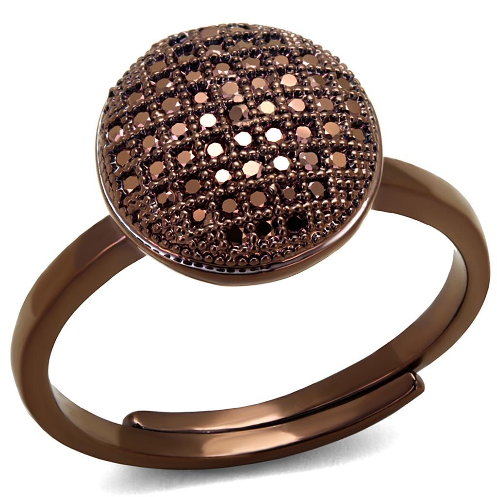 IP Coffee light Brass Ring with AAA Grade CZ in Light Coffee