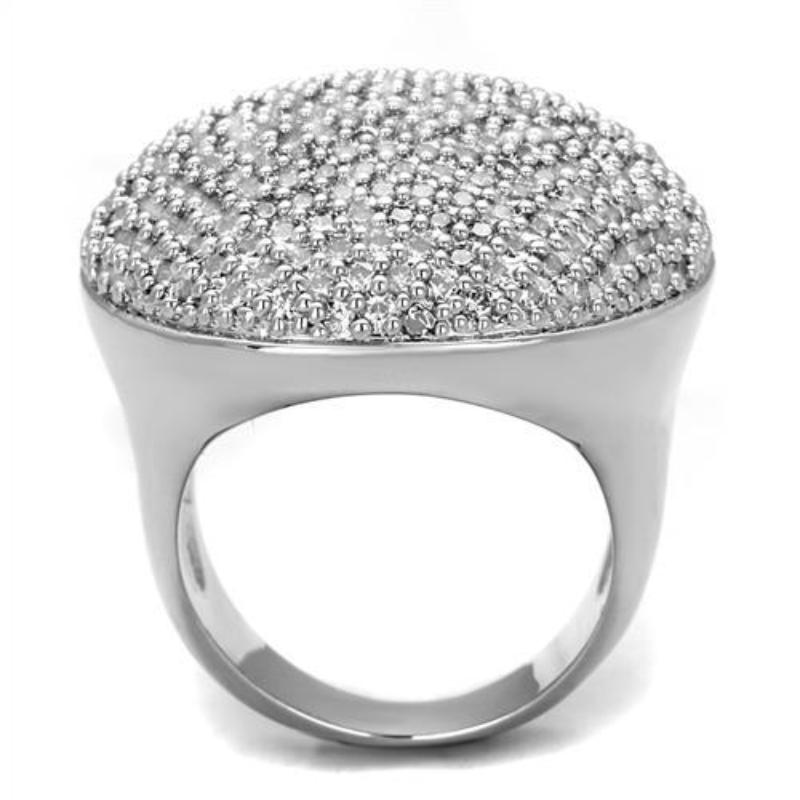 Rhodium Brass Ring with AAA Grade CZ in Clear