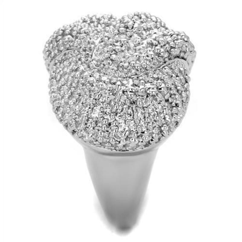 Rhodium Brass Ring with AAA Grade CZ in Clear