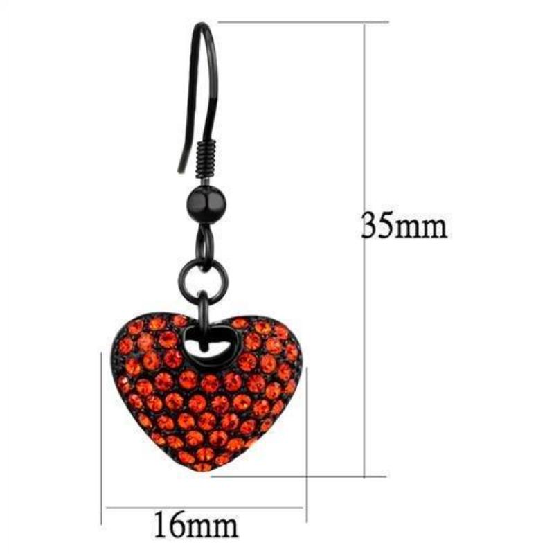 IP Black(Ion Plating) Stainless Steel Earrings with Top Grade Crystal in Orange
