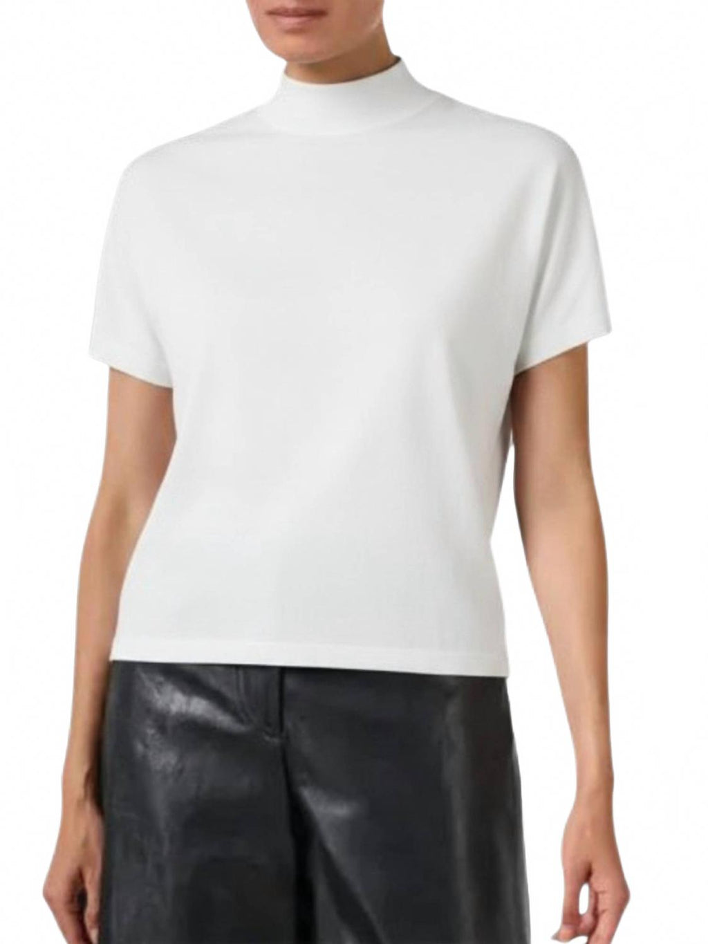 Mock Neck Short Sleeve Top In Cream