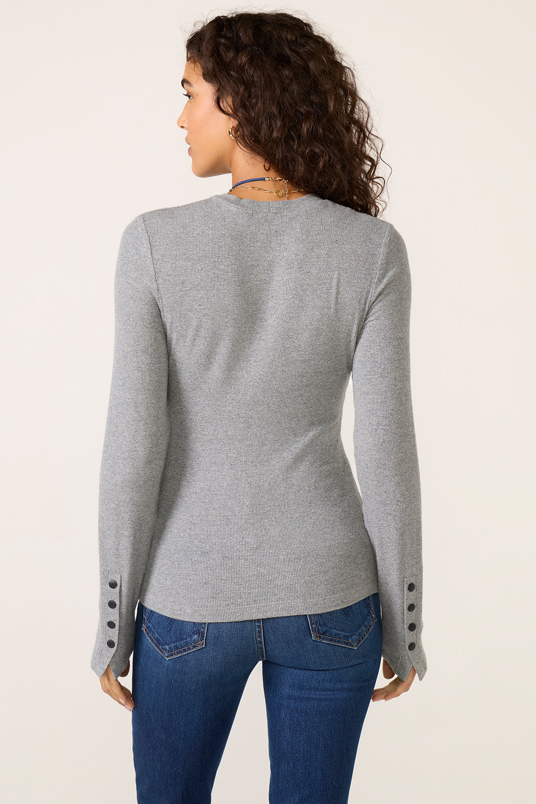 Women's Rilo Ribbed Snap Long Sleeve Top