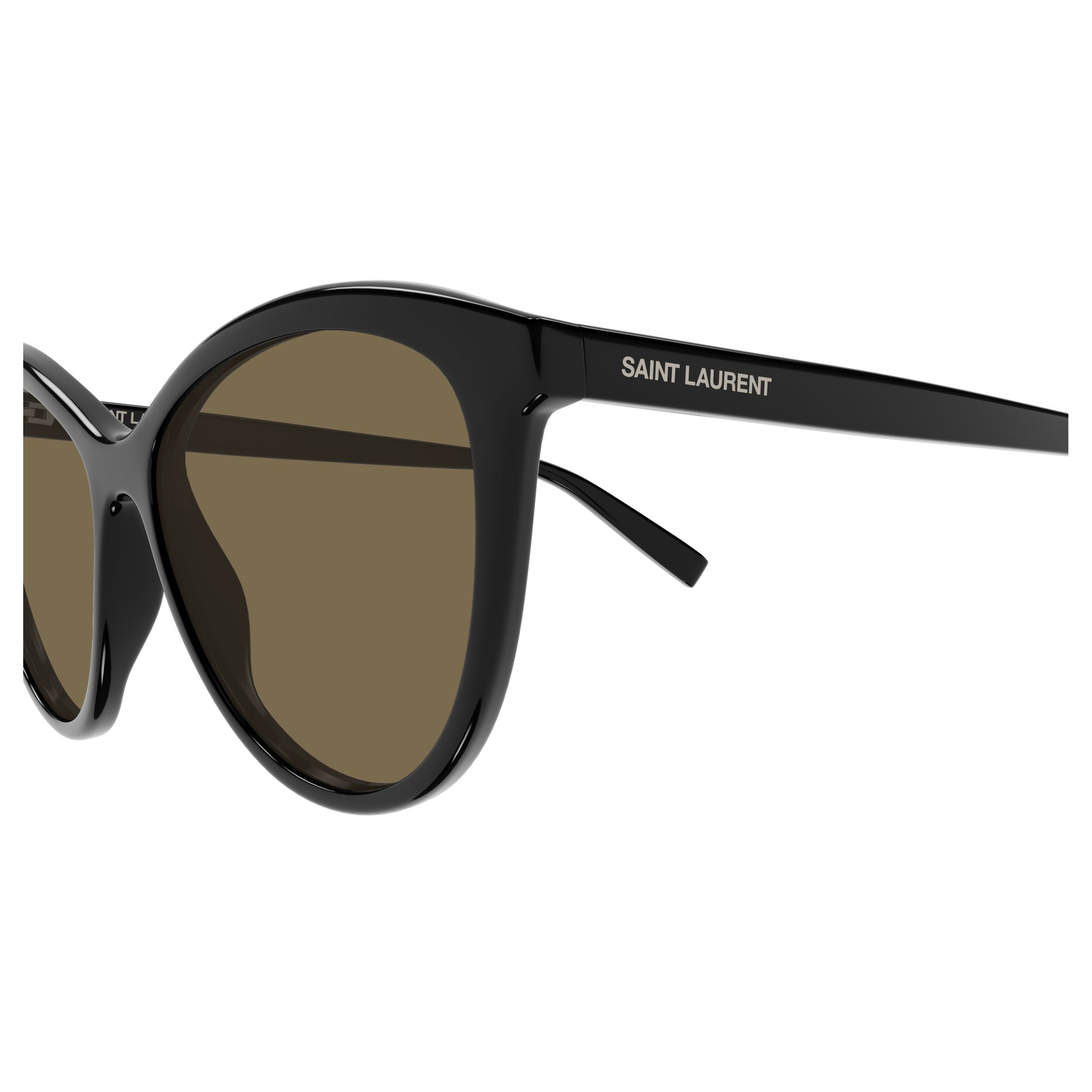 Glossy Black Cat-Eye Sunglasses With Subtle Logo Detail