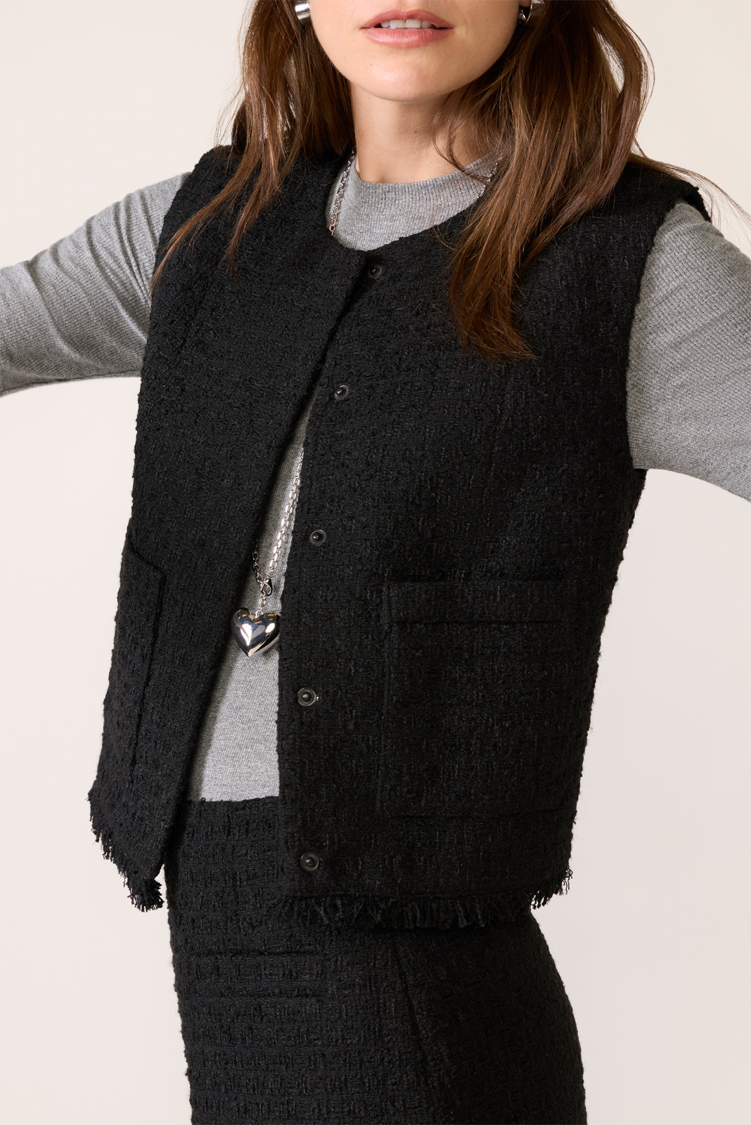 Women's Winona Black Tweed Vest