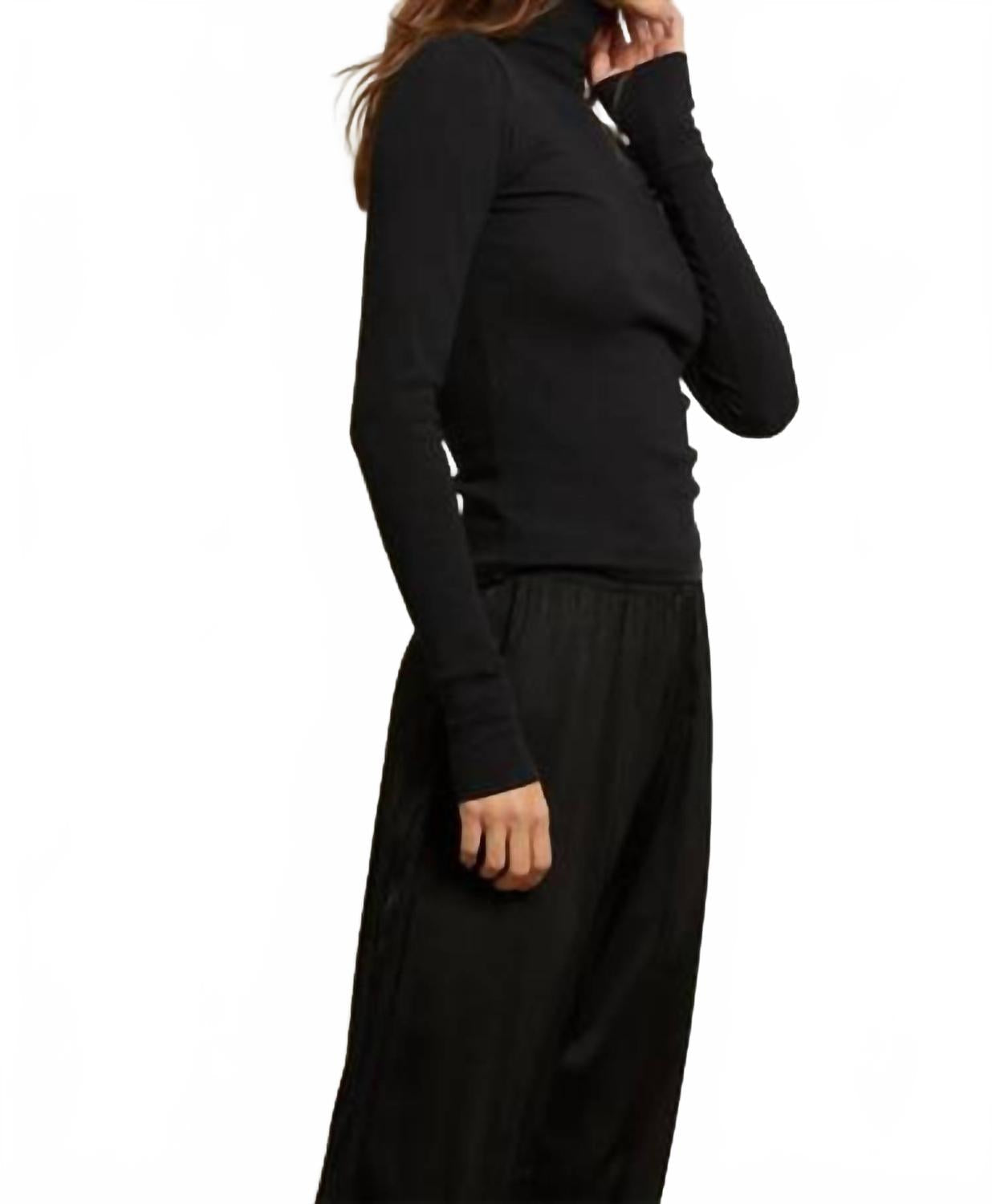 Hayden Luxe Rib Turtleneck Sweater In True Black