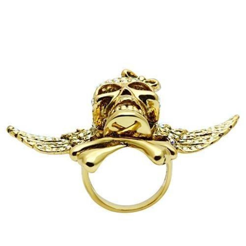Gold White Metal Ring with Top Grade Crystal in Aurora Borealis (Rainbow Effect)