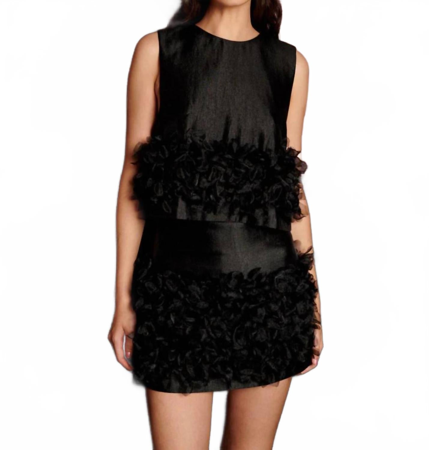 Plume Organza Top In Coal Black
