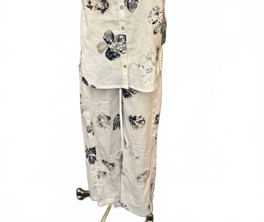 Women's Neutral Bloom Linen Crop Pants In Beige