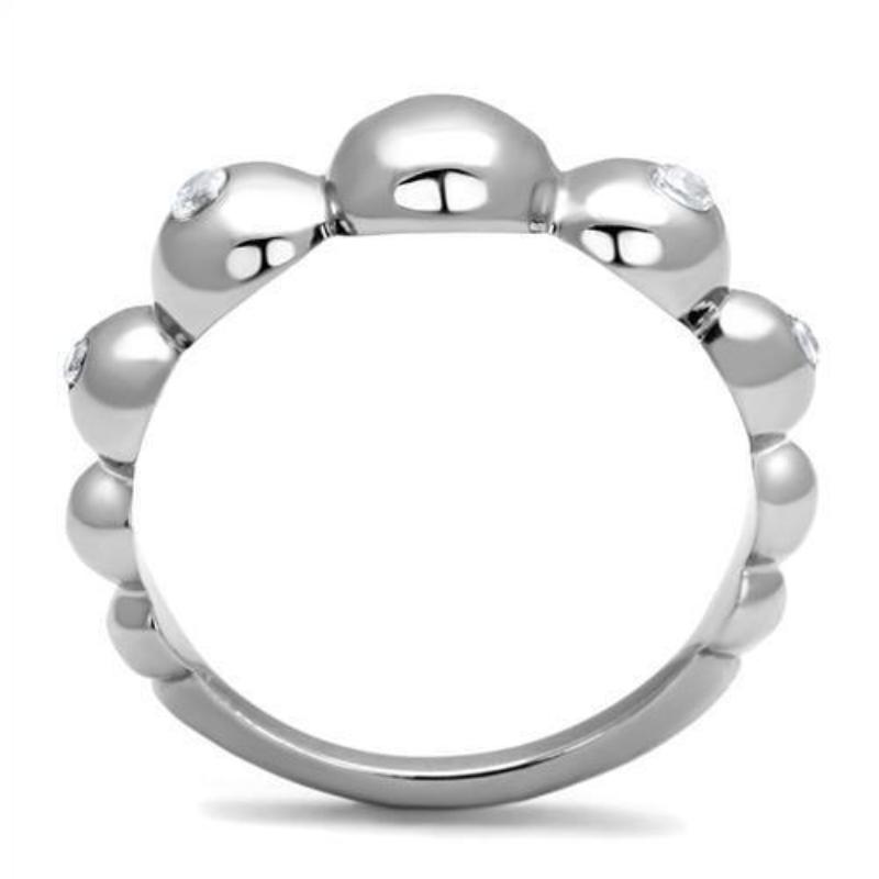 High polished (no plating) Stainless Steel Ring with AAA Grade CZ in Clear