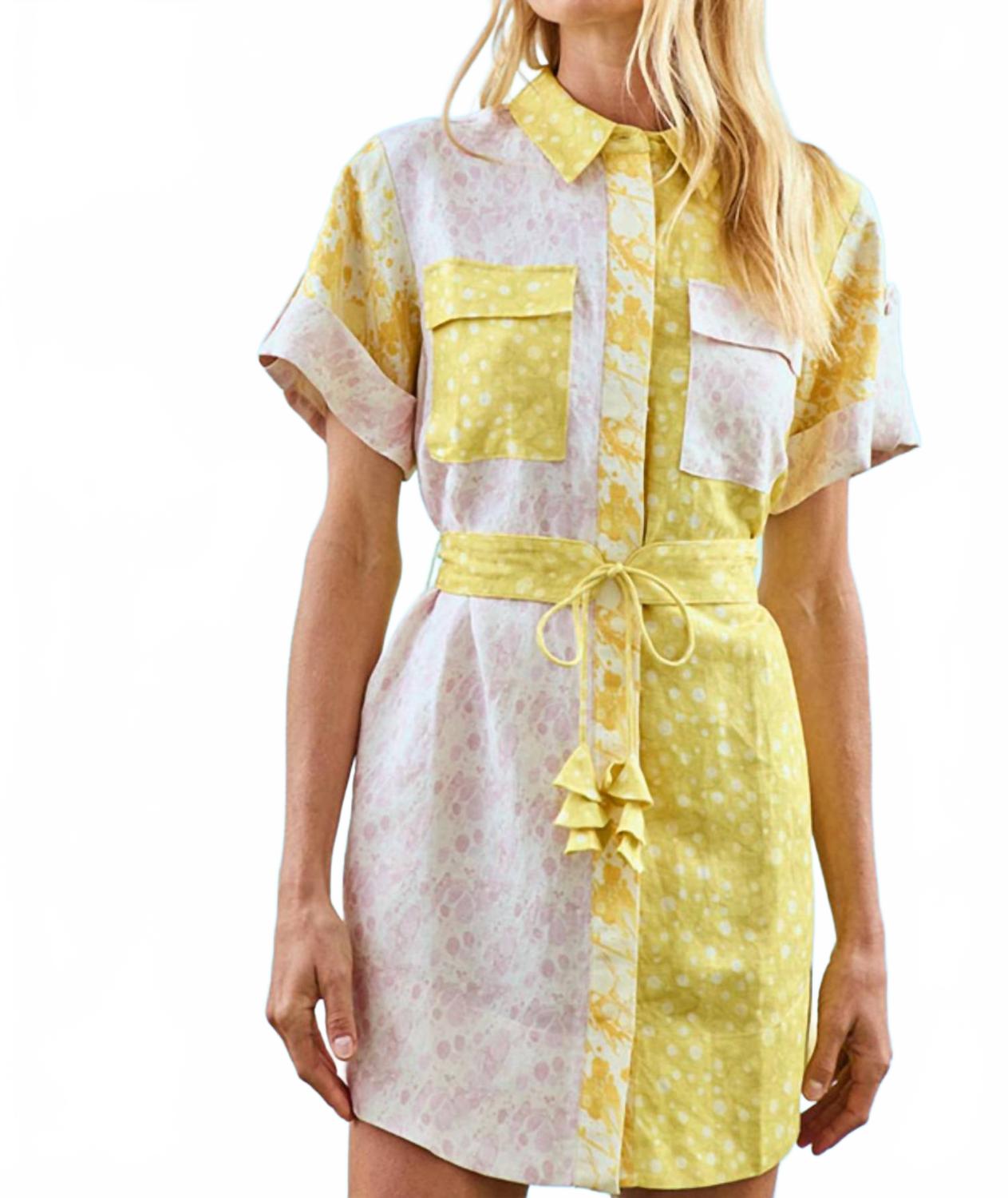 Marble Mix Nicole Dress In Yellow