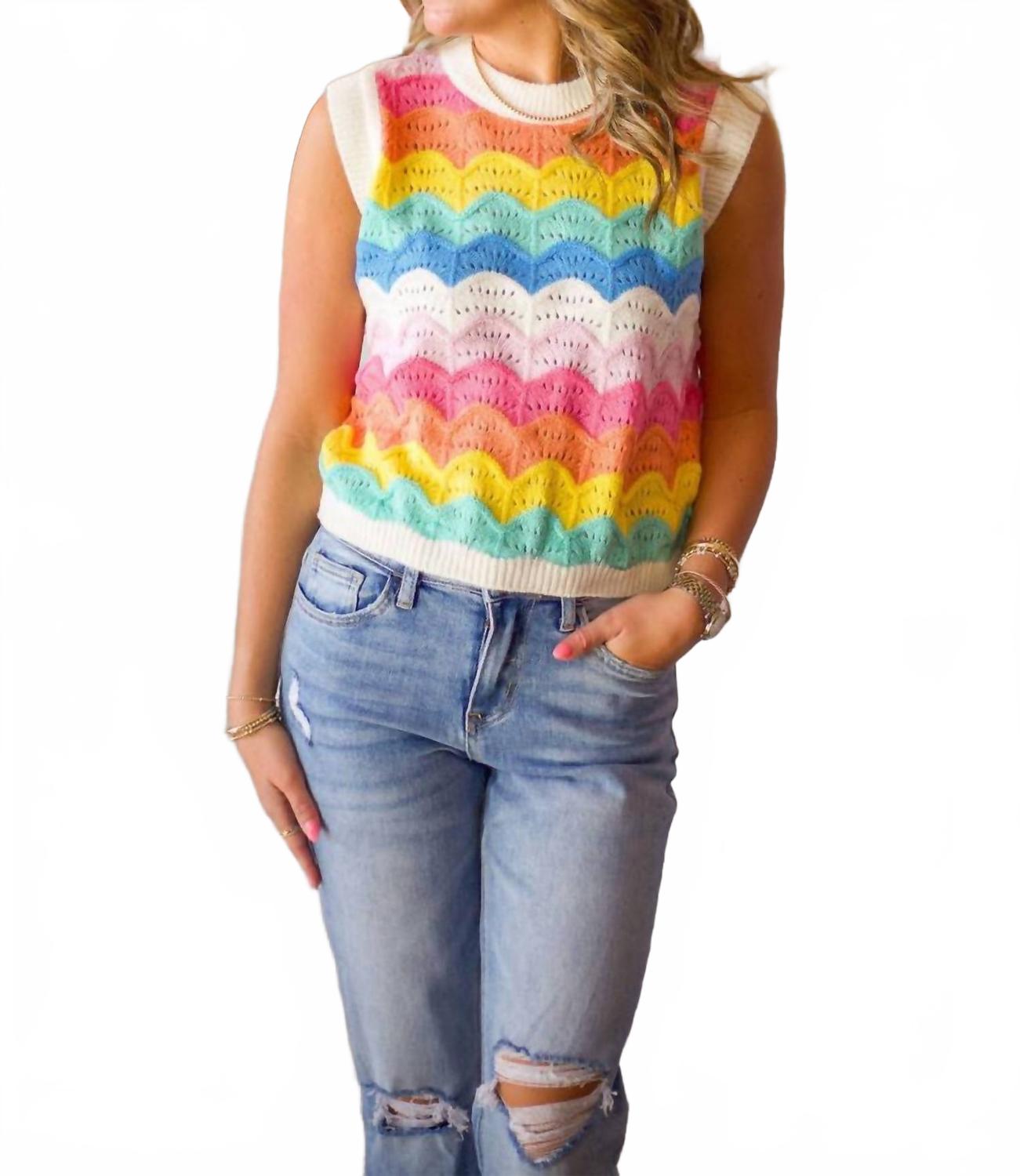 Over The Rainbow Sweater Vest In Rainbow Multi