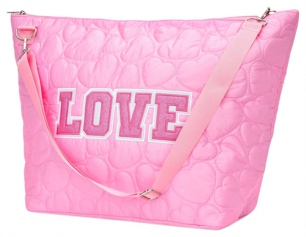 Girls' Love Heart Puffy Weekender Tote Bag In Pink