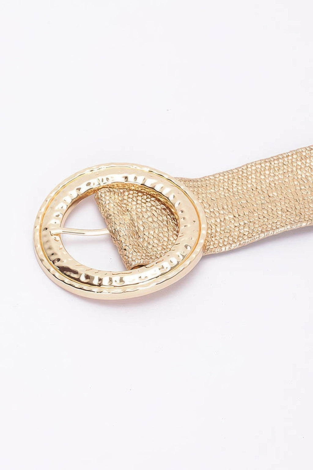 Hammered Metal Buckle Stretch Belt