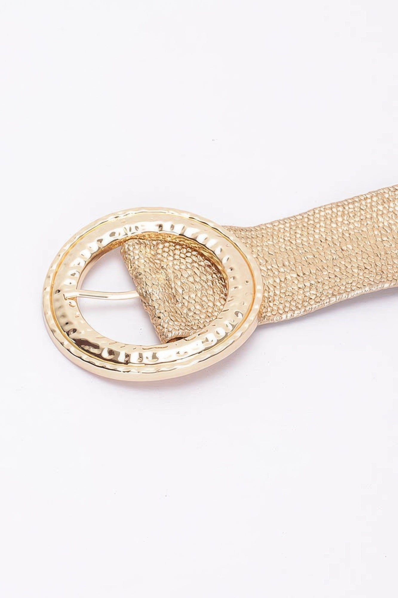Hammered Metal Buckle Stretch Belt