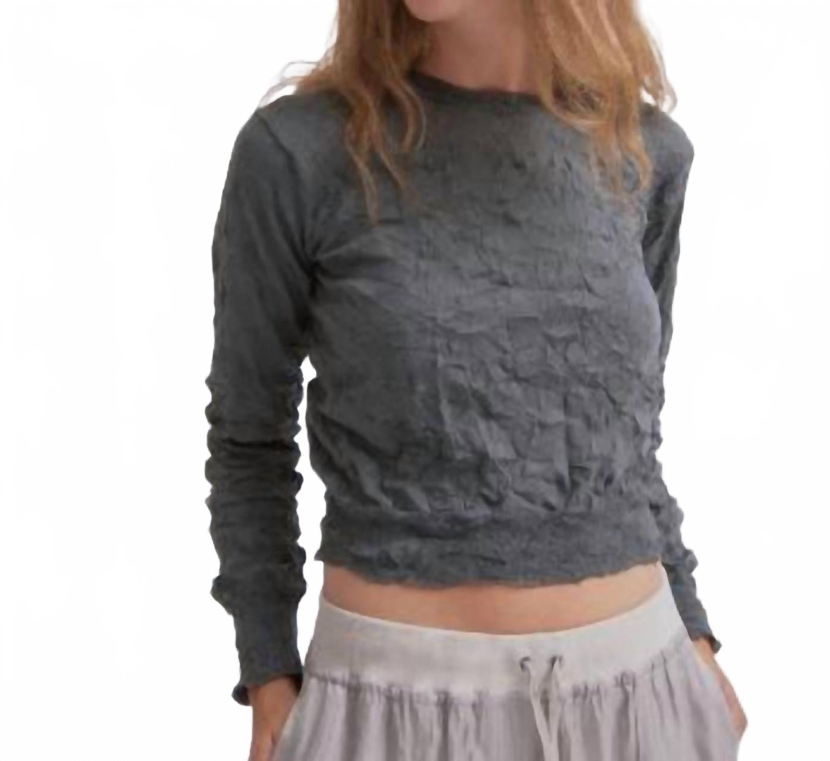 Crinkled Pullover Sweater In Steel
