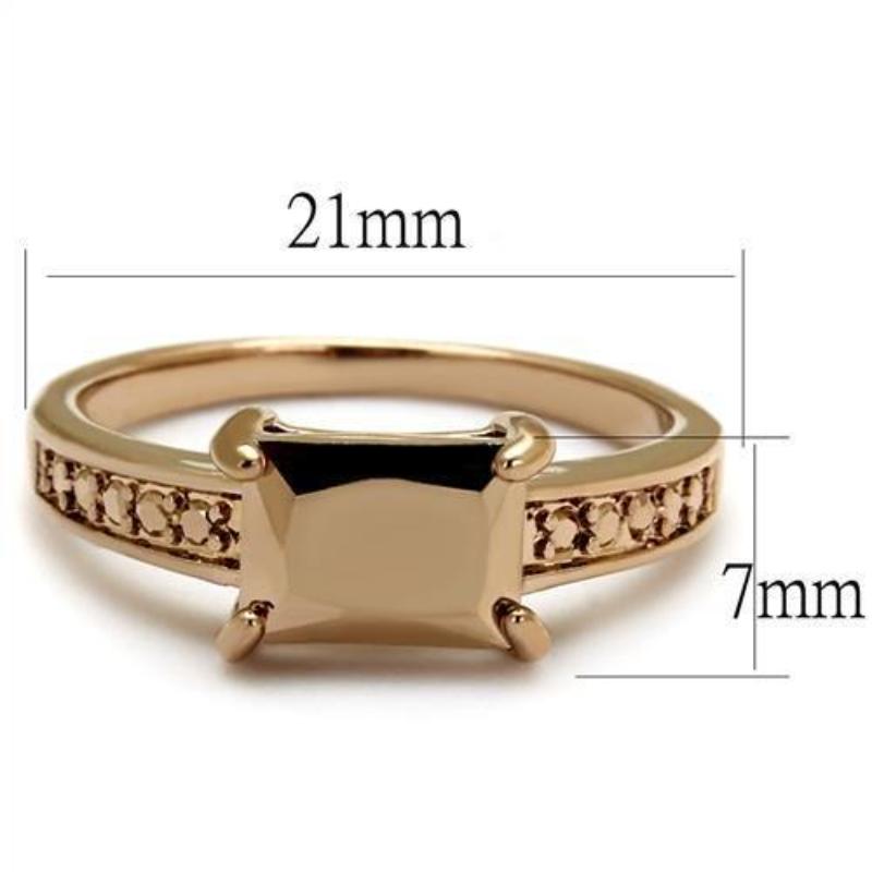 IP Rose Gold(Ion Plating) Brass Ring with AAA Grade CZ in Metallic Light Gold