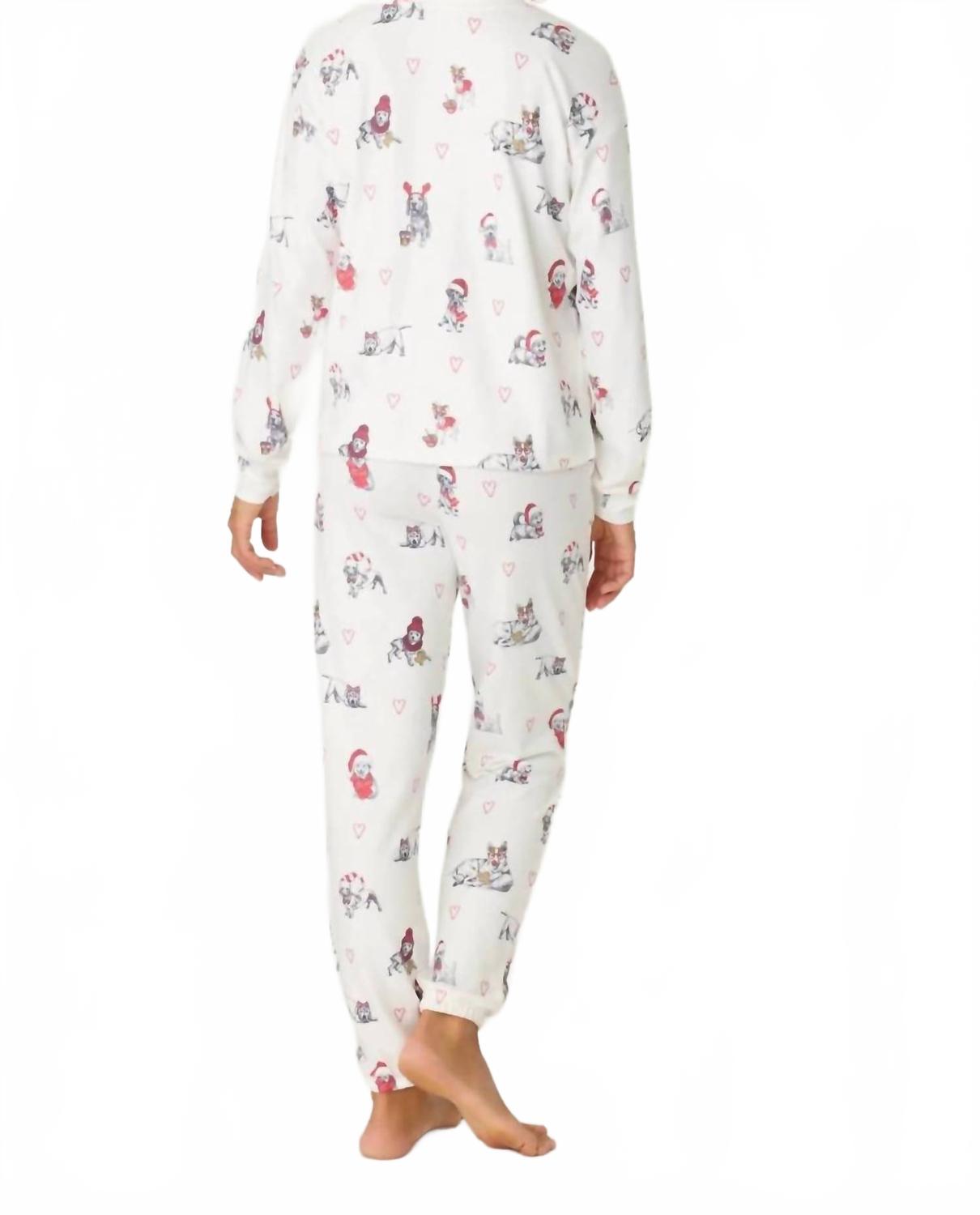 Candy Cane Lane Pajama Set In White