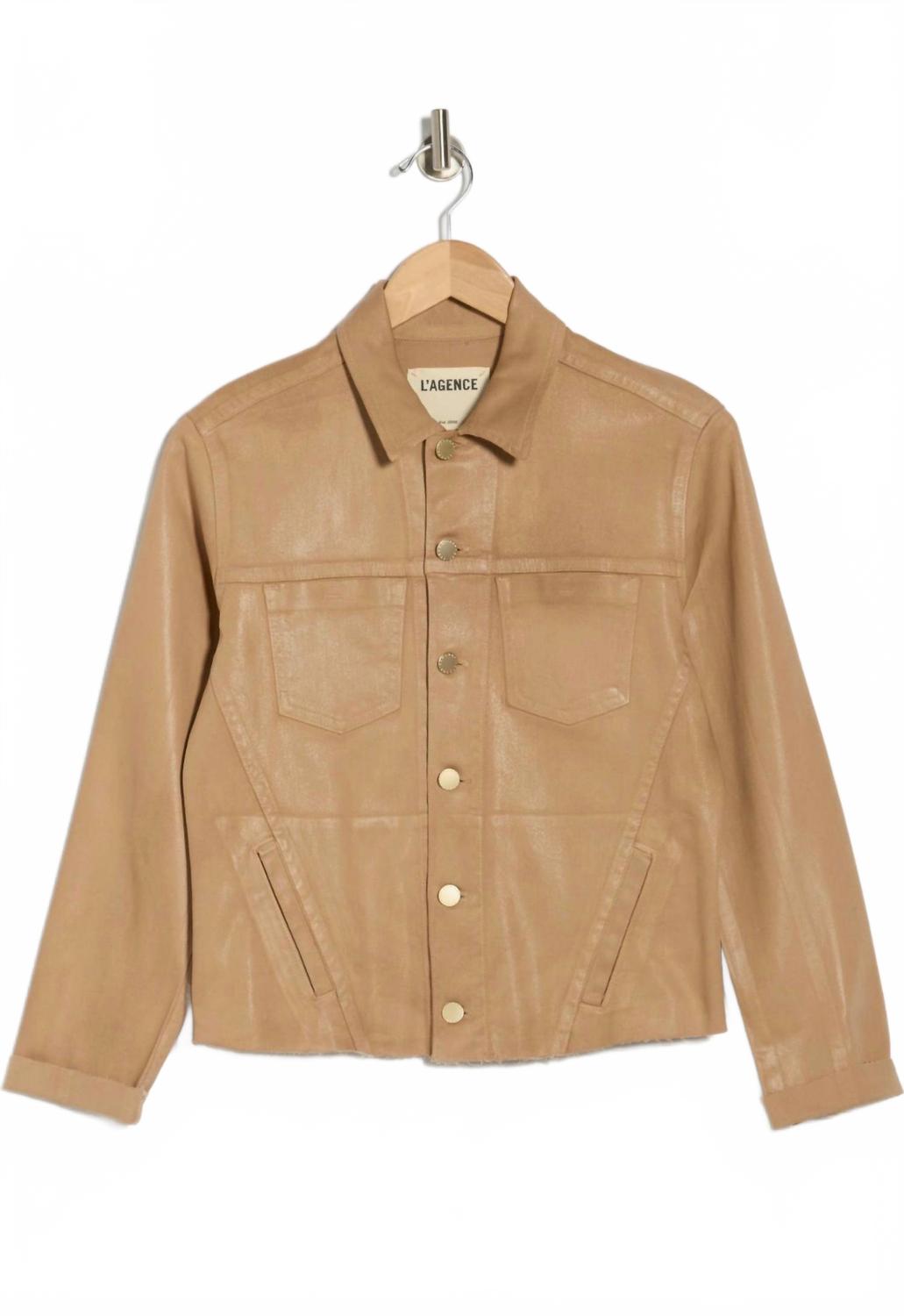 Janelle Slim Fit Raw Hem Jacket In Cappuccino