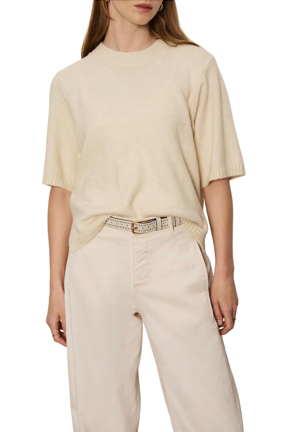 Perfect Short Sleeve Sweater Tee In Vanilla Creme