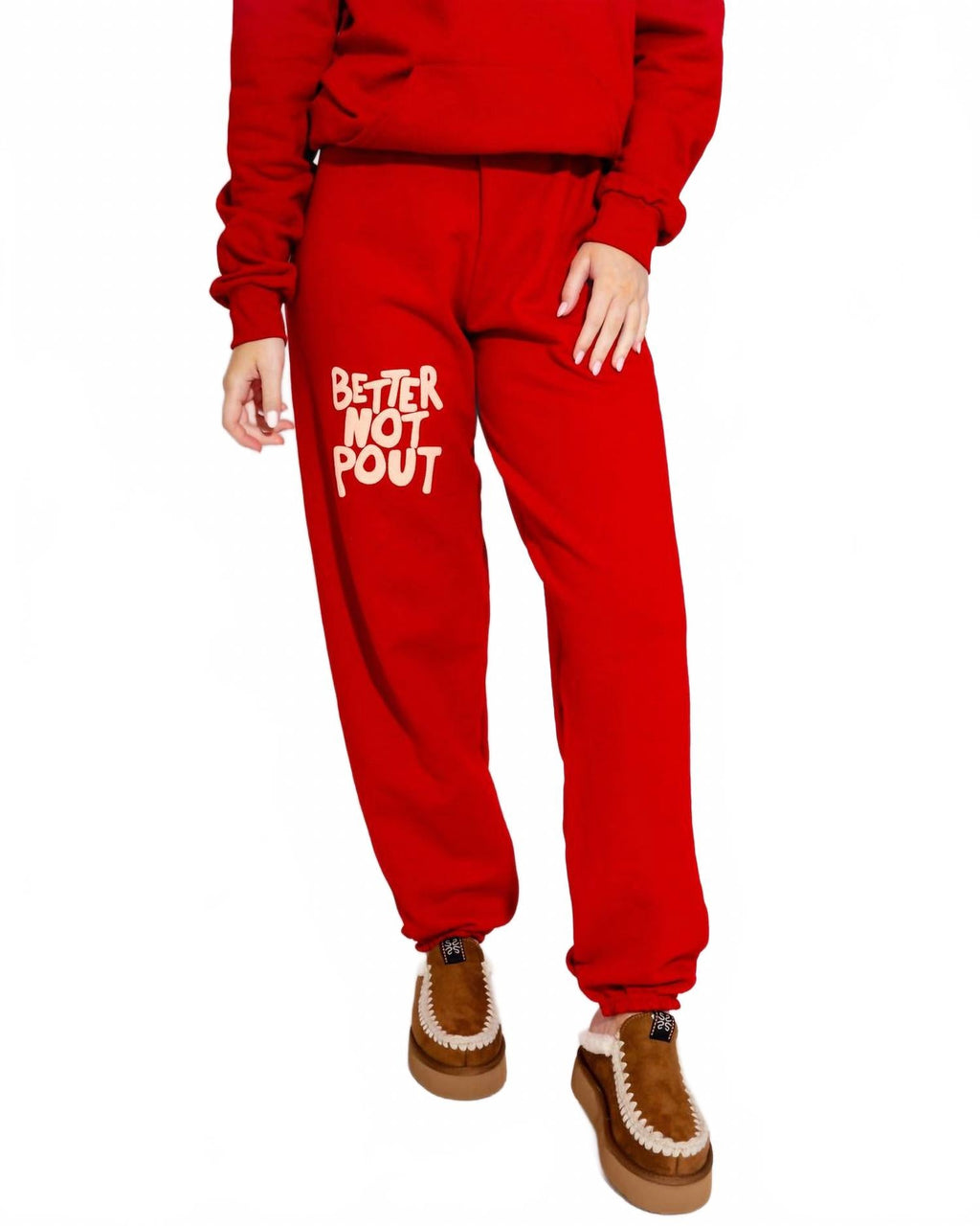 Better Not Pout Sweatpant In Red