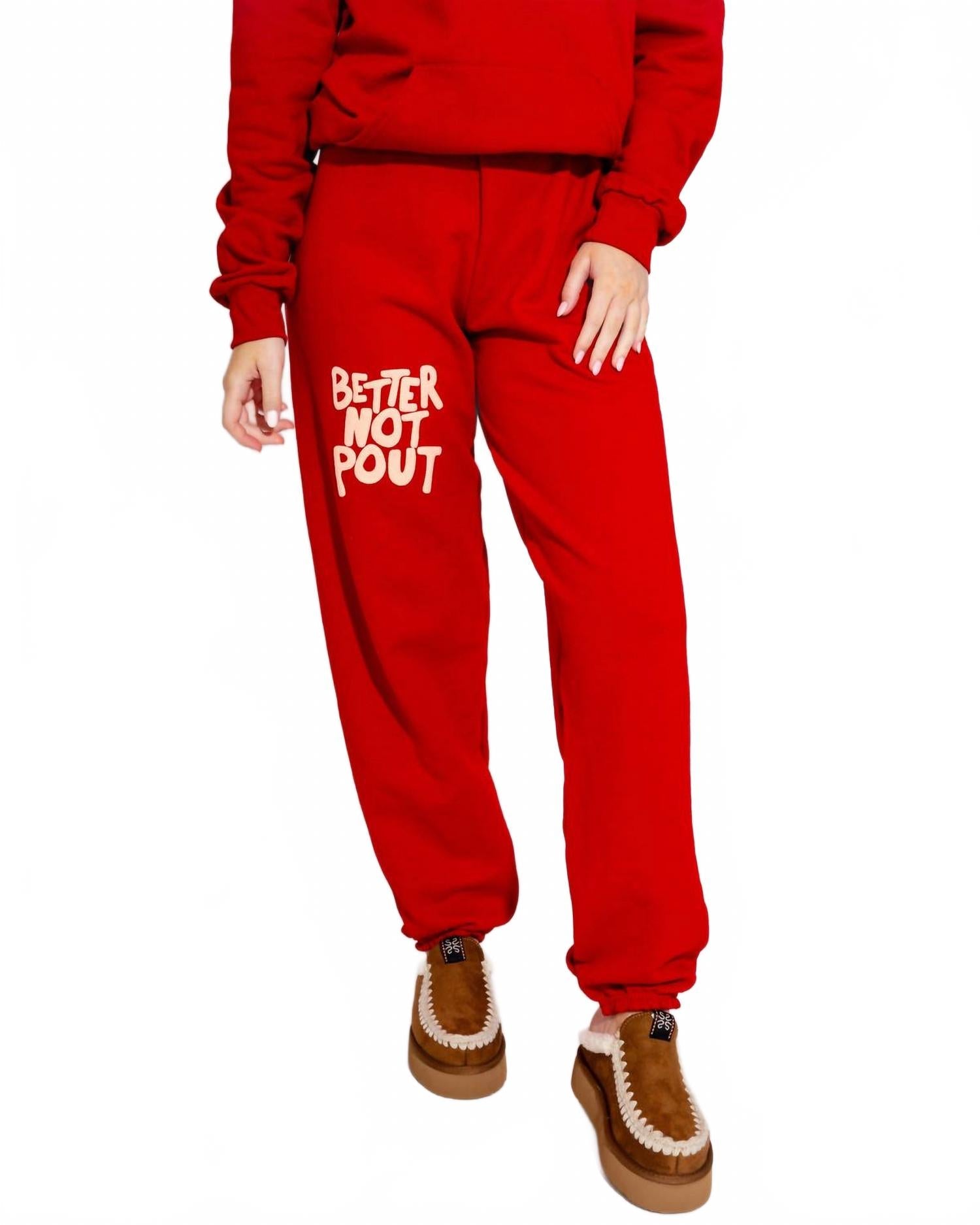 Better Not Pout Sweatpant In Red