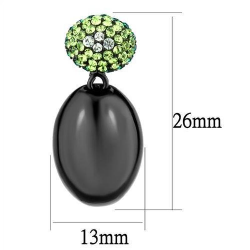 IP Black(Ion Plating) Stainless Steel Earrings with Top Grade Crystal in Multi Color