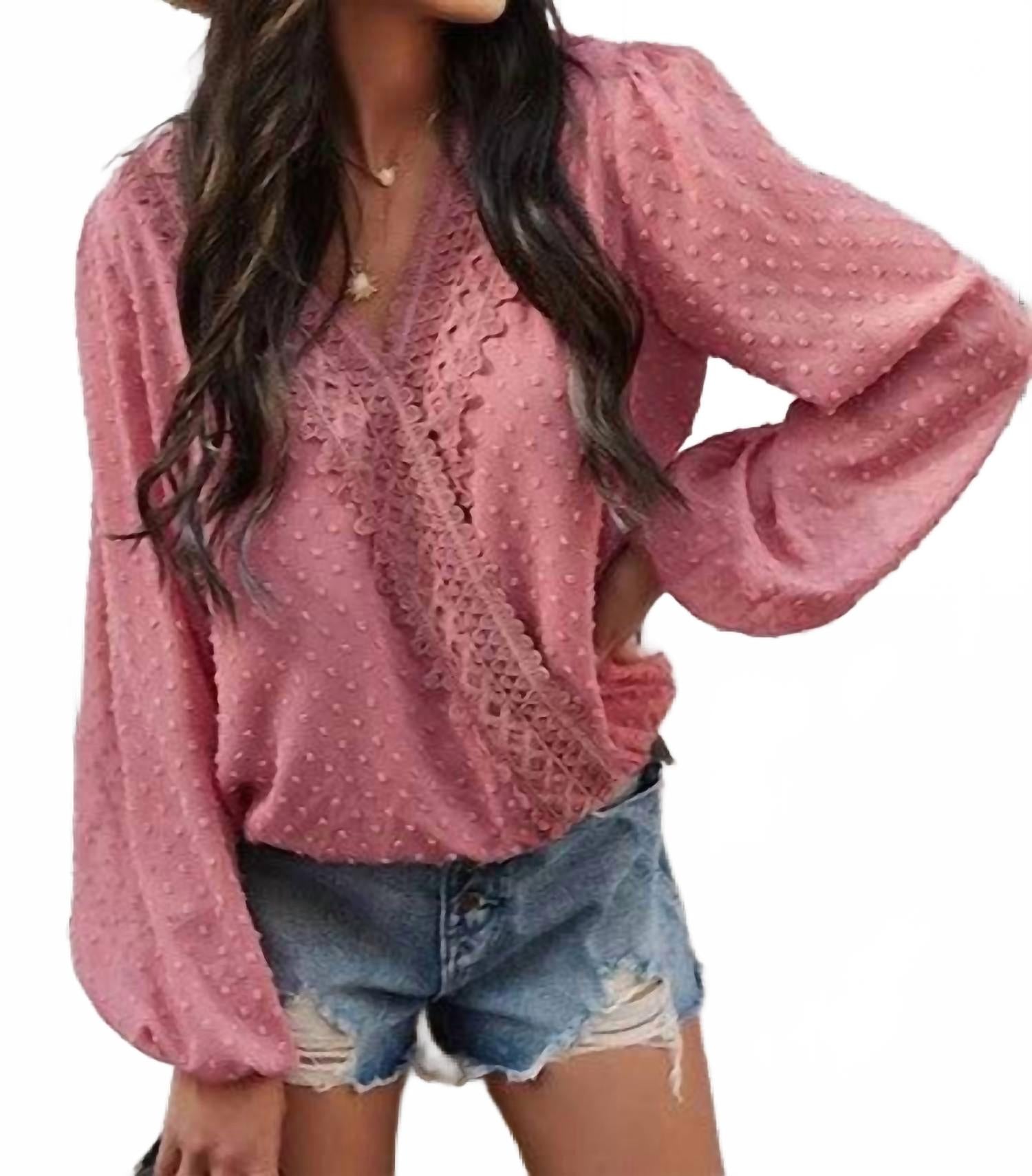 Boho Dotted Blouse In Pink