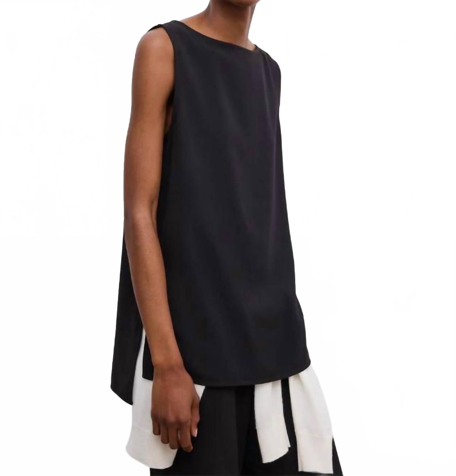 Sleeveless Crepe Top In Black