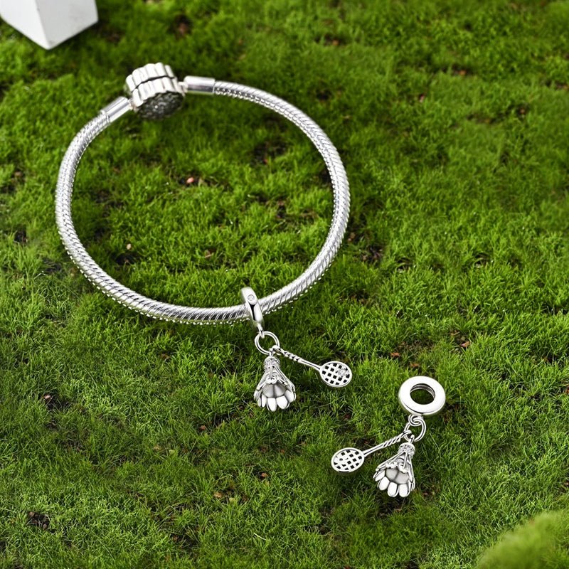 Badminton Shuttlecock & Racket Dangle Charm