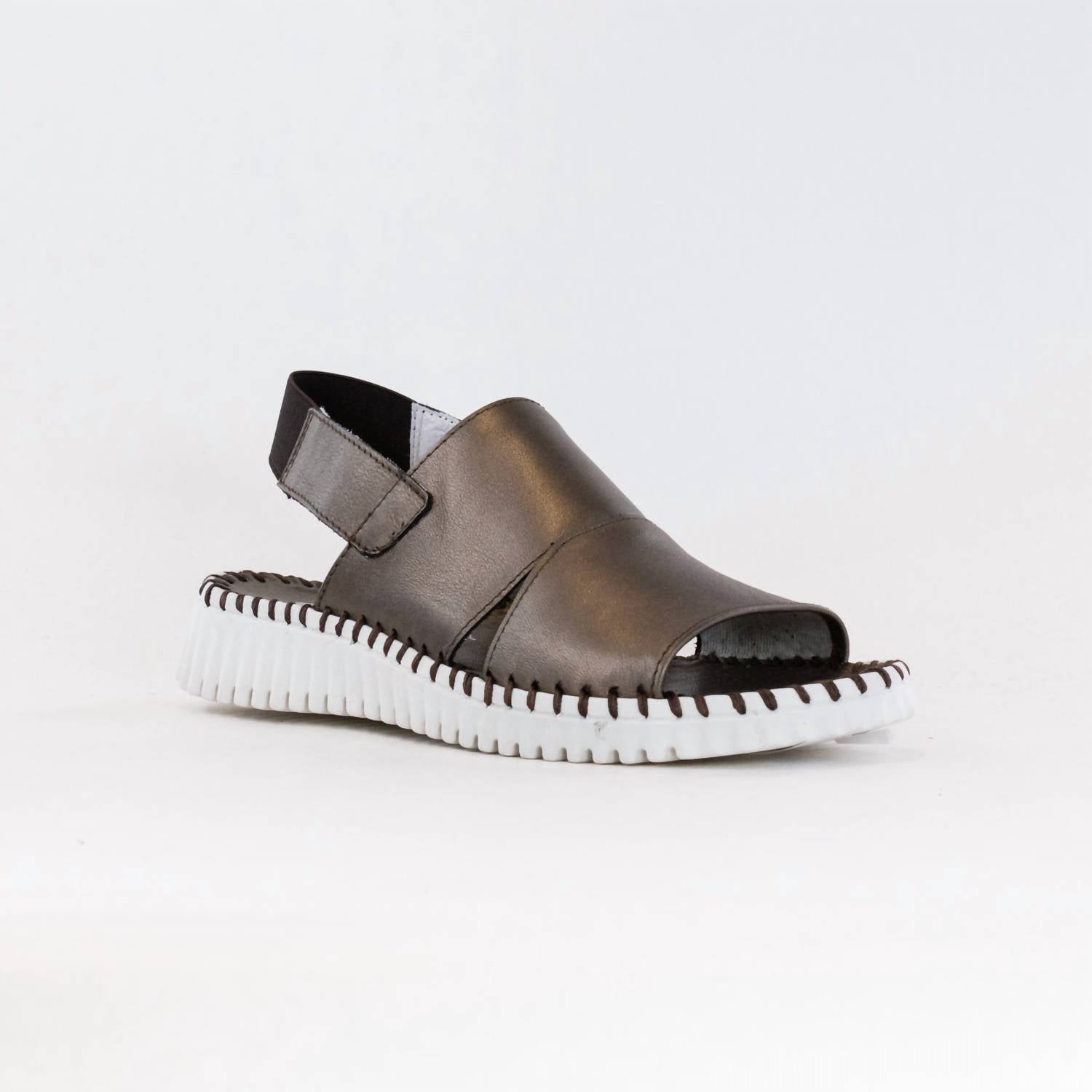 Women's Sola Leather Sandals In Pewter