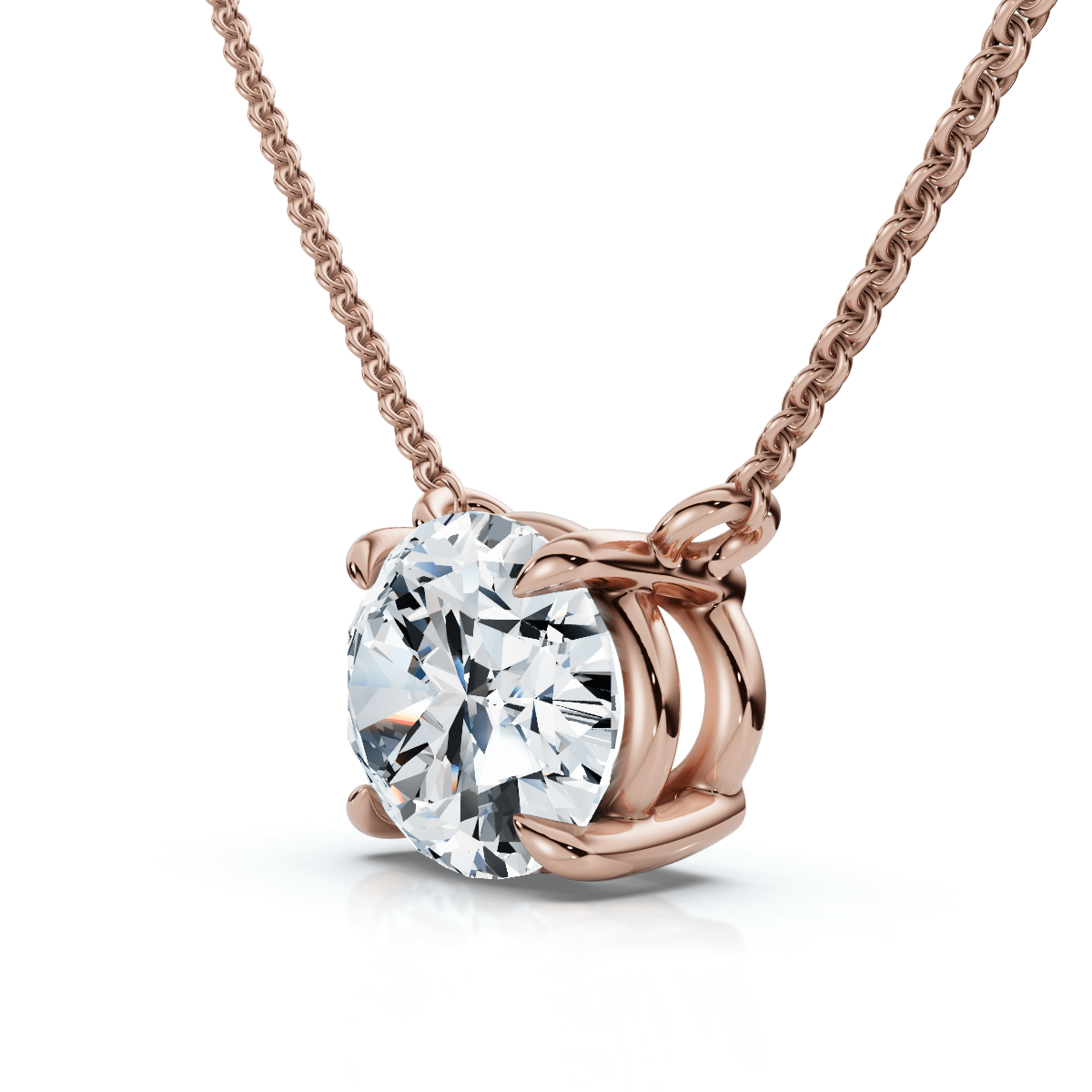 1Ct Solitaire Oval Diamond Pendant 14k Gold Women's 18" Chain Lab Grown
