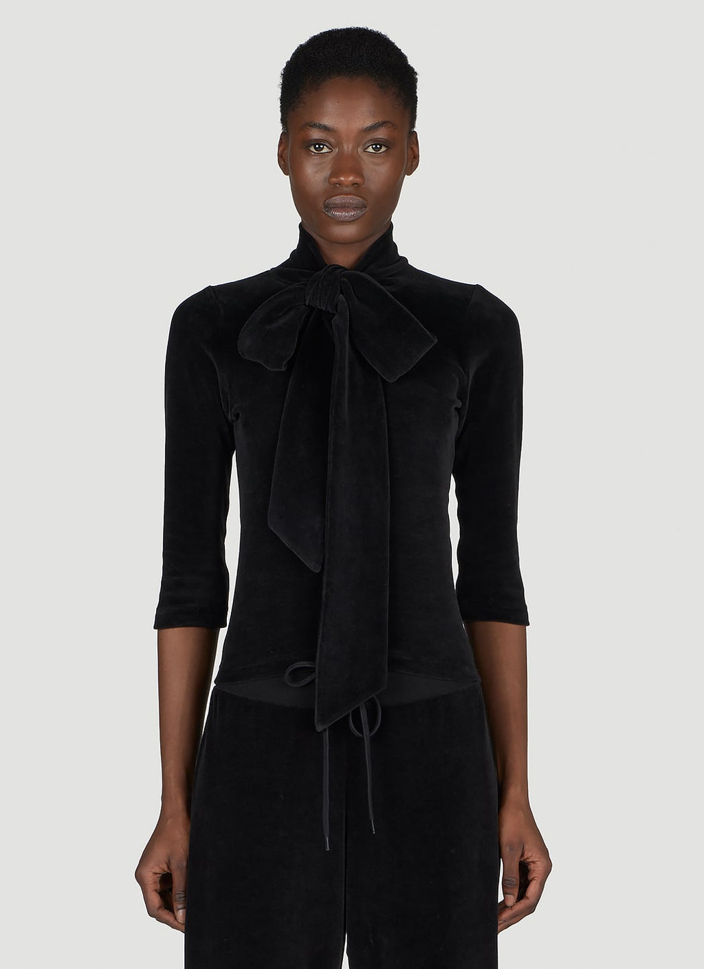 Balenciaga Women Scarf Turtleneck Terry-Cloth Blouse