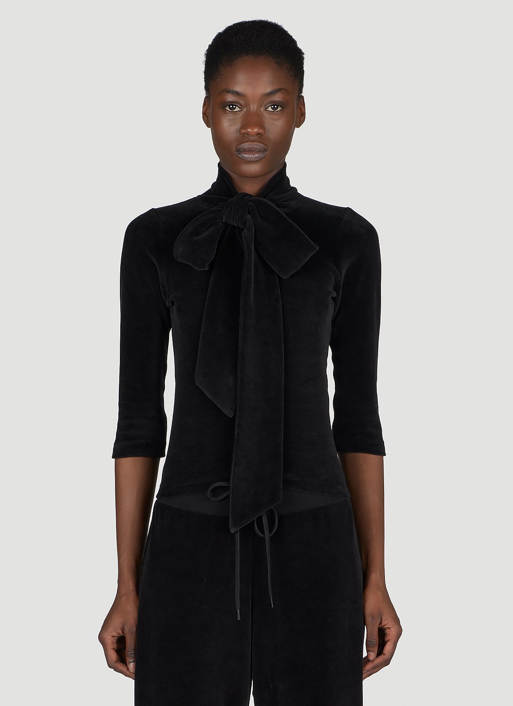 Balenciaga Women Scarf Turtleneck Terry-Cloth Blouse