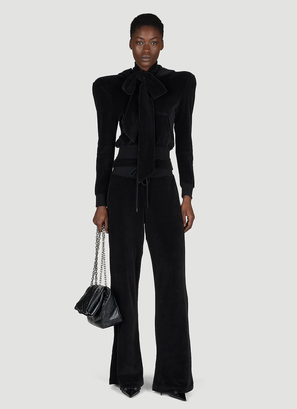 Balenciaga Women Scarf Turtleneck Terry-Cloth Blouse