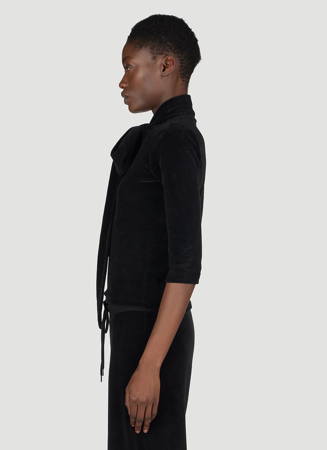 Balenciaga Women Scarf Turtleneck Terry-Cloth Blouse