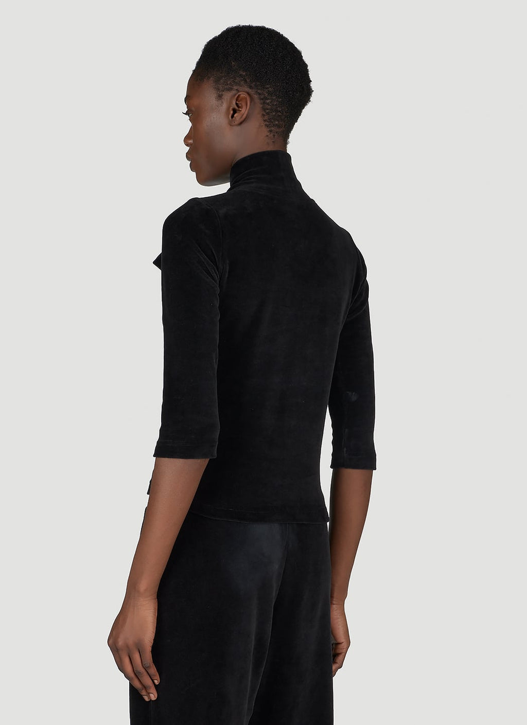 Balenciaga Women Scarf Turtleneck Terry-Cloth Blouse