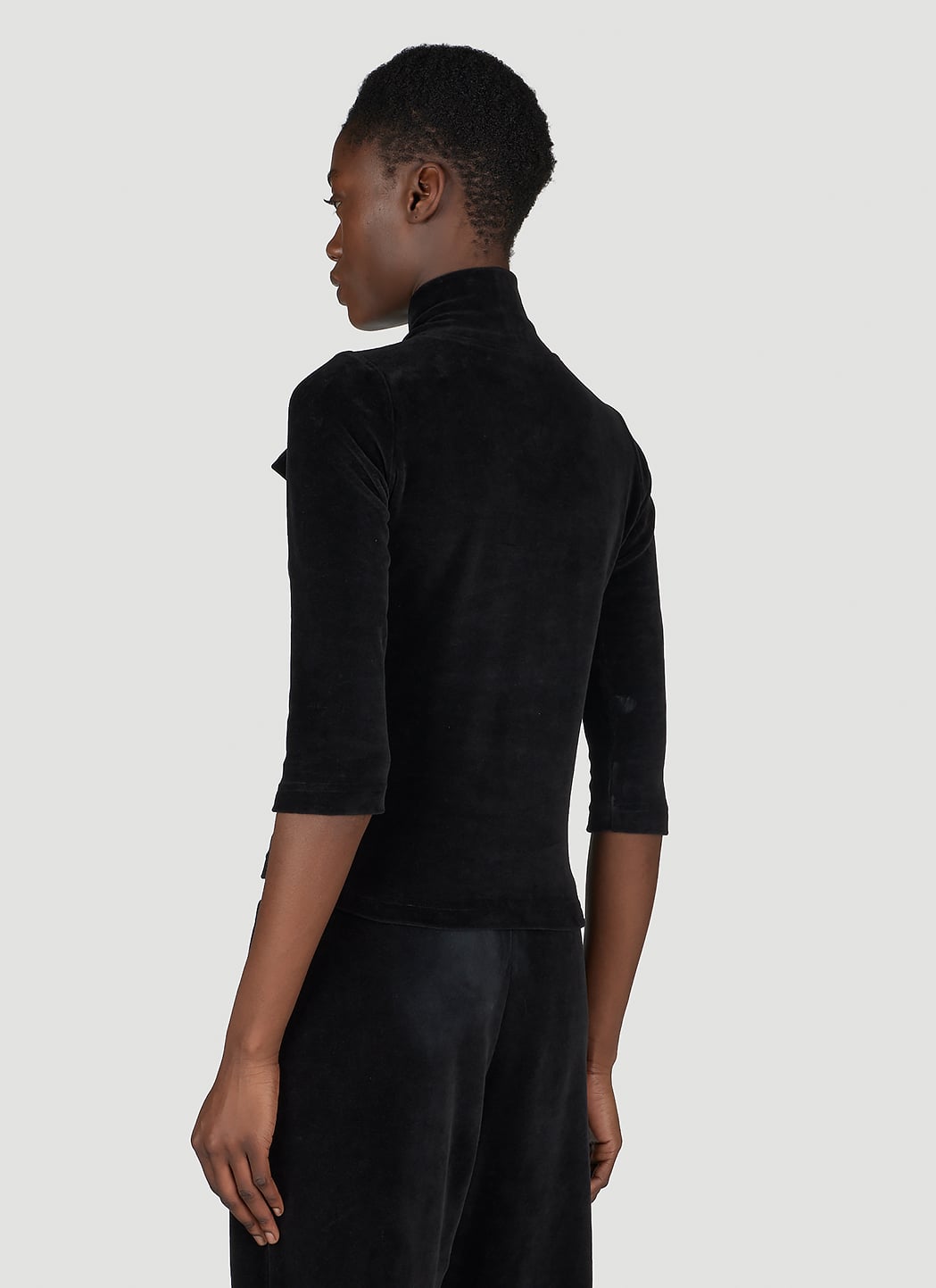 Balenciaga Women Scarf Turtleneck Terry-Cloth Blouse