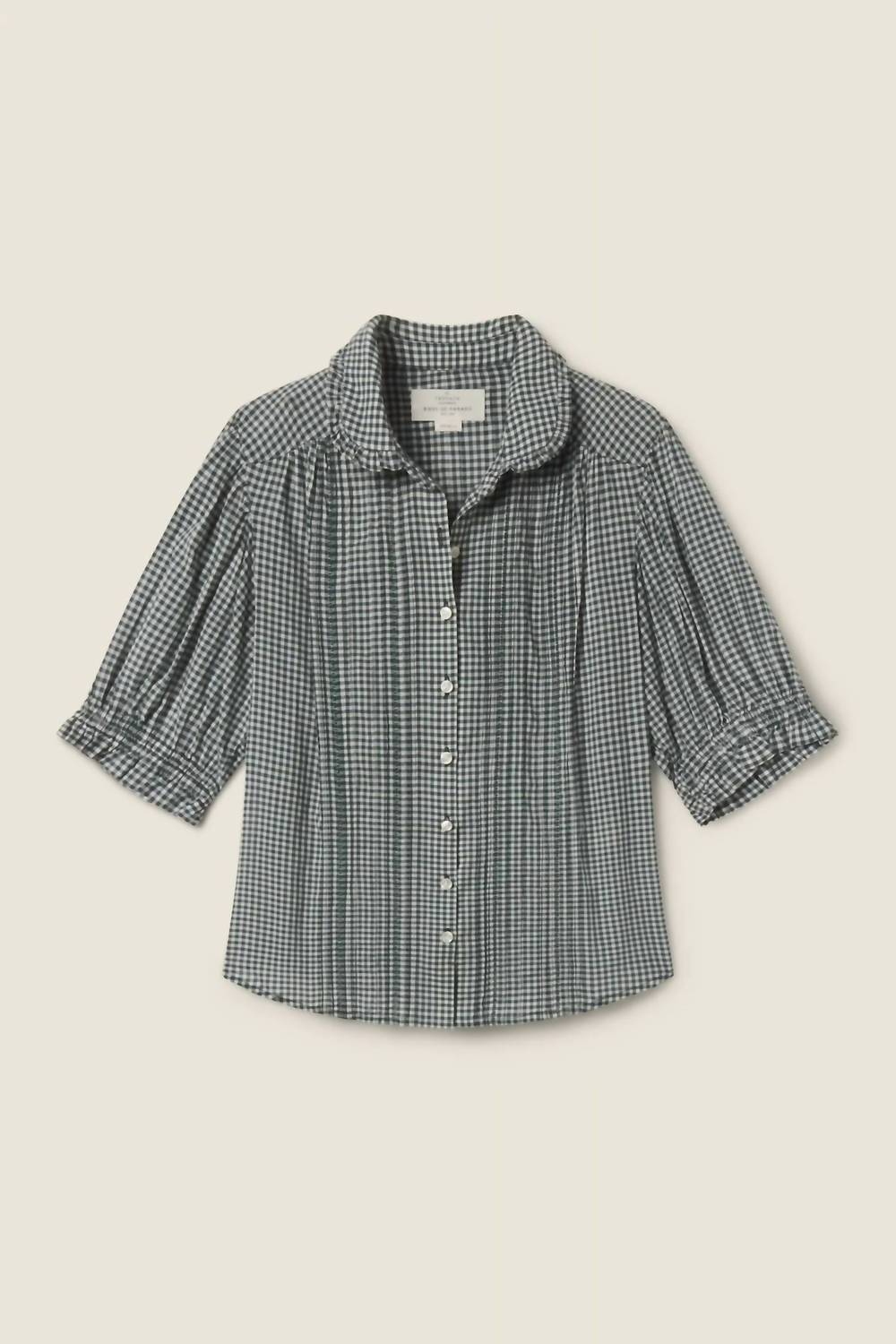 Gemma Ruffled Collar Blouse In Caspian Check