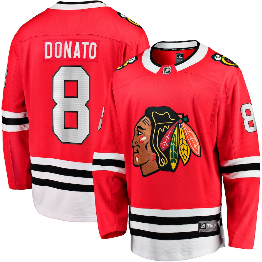 Men's Chicago Blackhawks Ryan Donato #8 Red Home Breakaway jersey