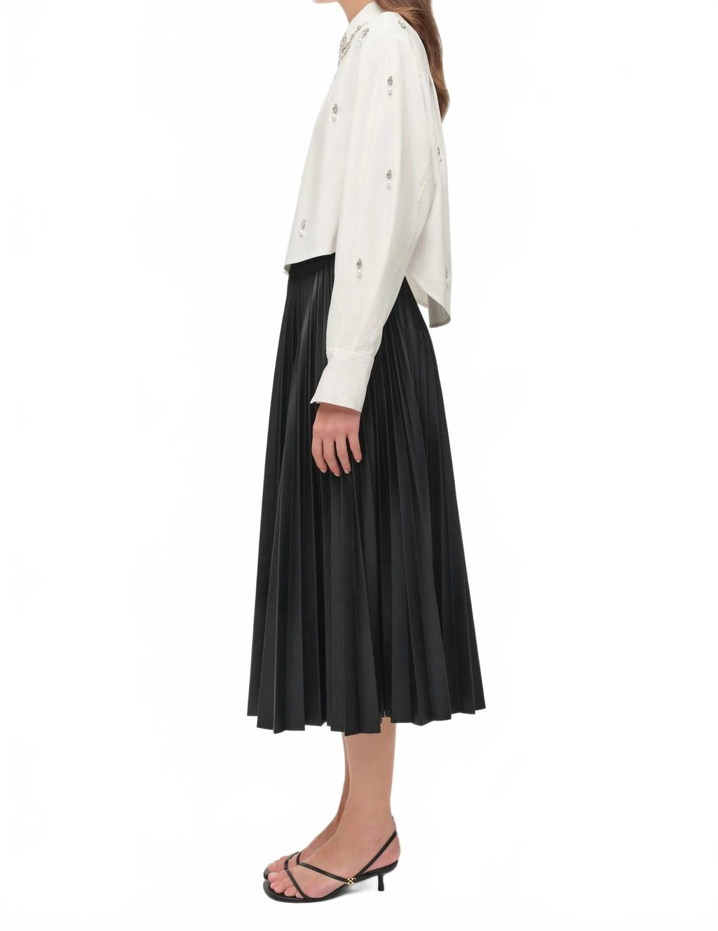 Renata Embellished Cotton Shirt In White