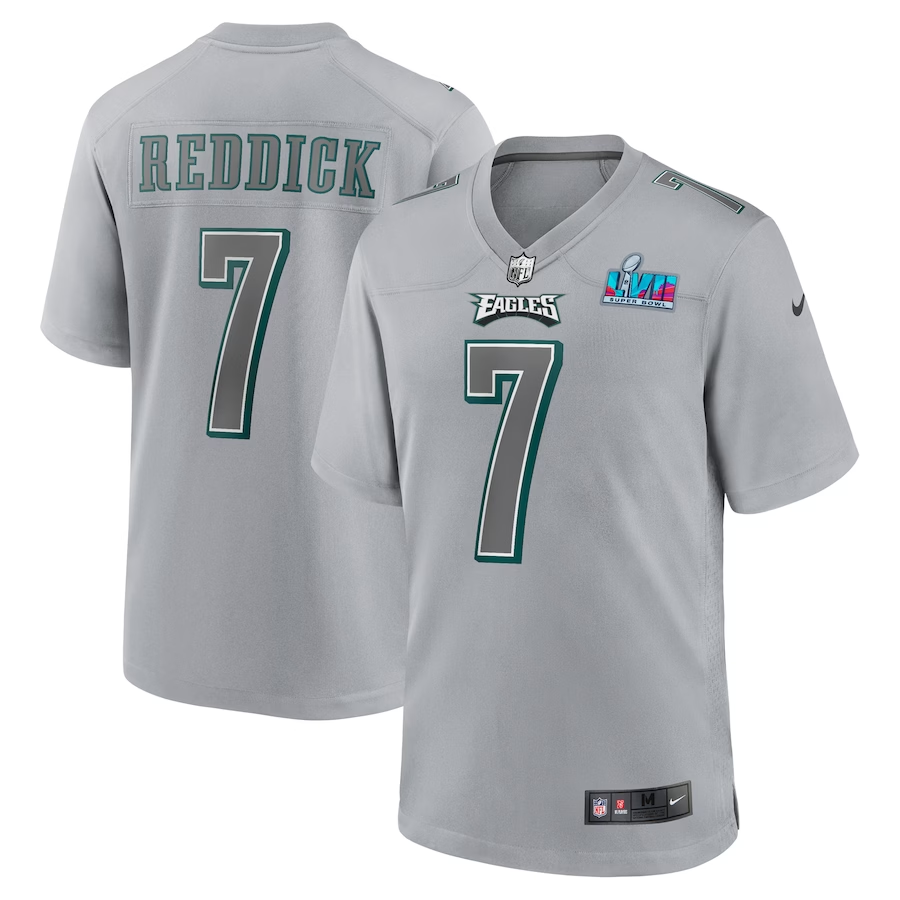 Men's Philadelphia Eagles Haason Reddick #7 Gray Super Bowl LVII Patch Atmosphere Fashion Game jersey