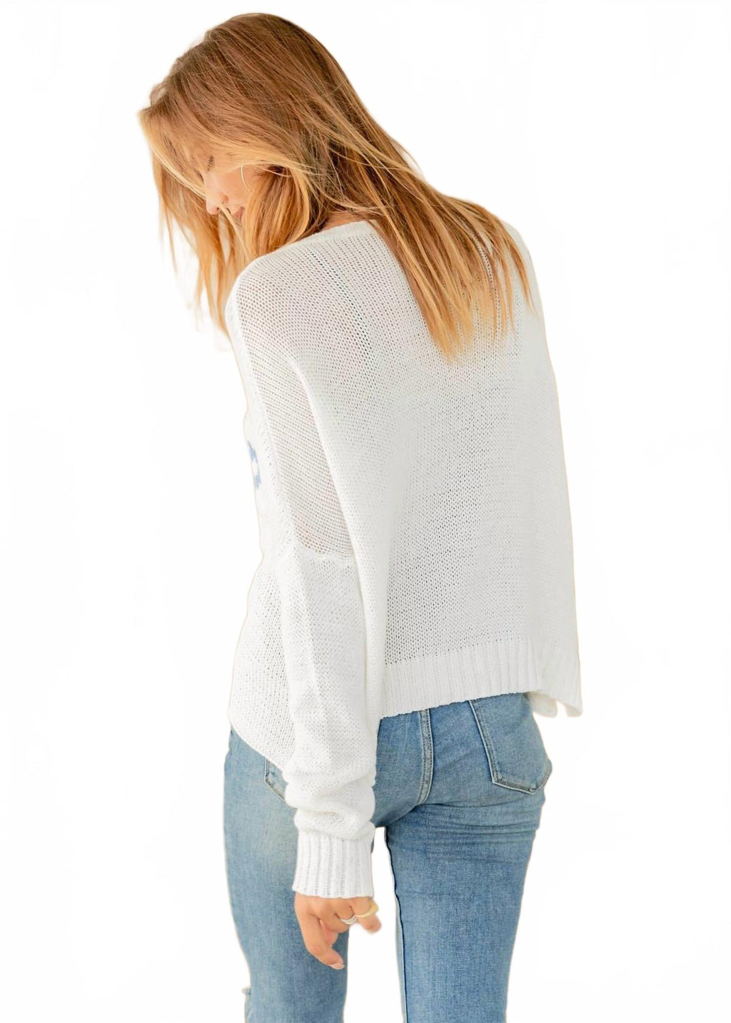 Summer Crew Top In Breaker White/mykonos