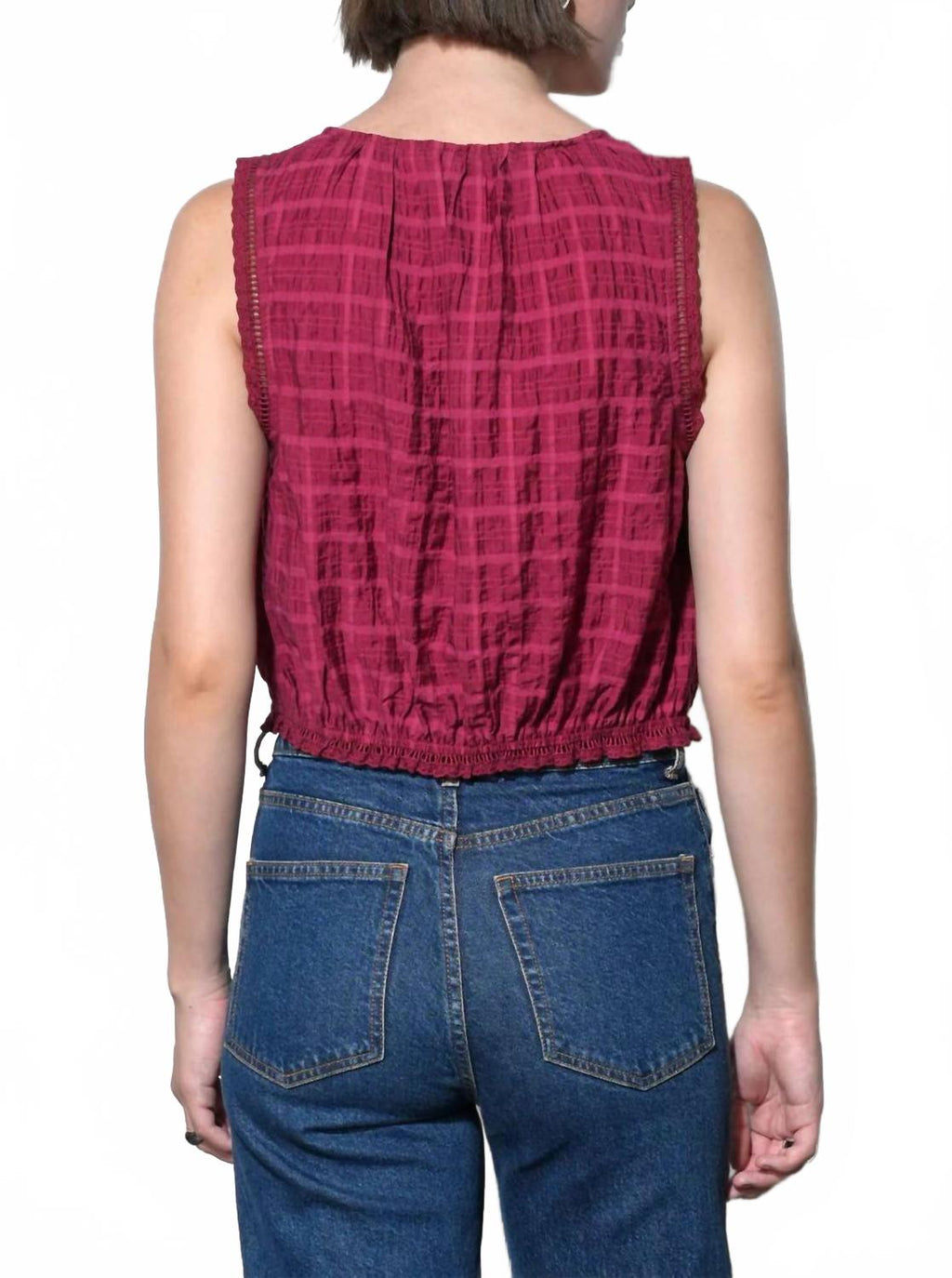 Clara Textured Eyelet Top In Berry