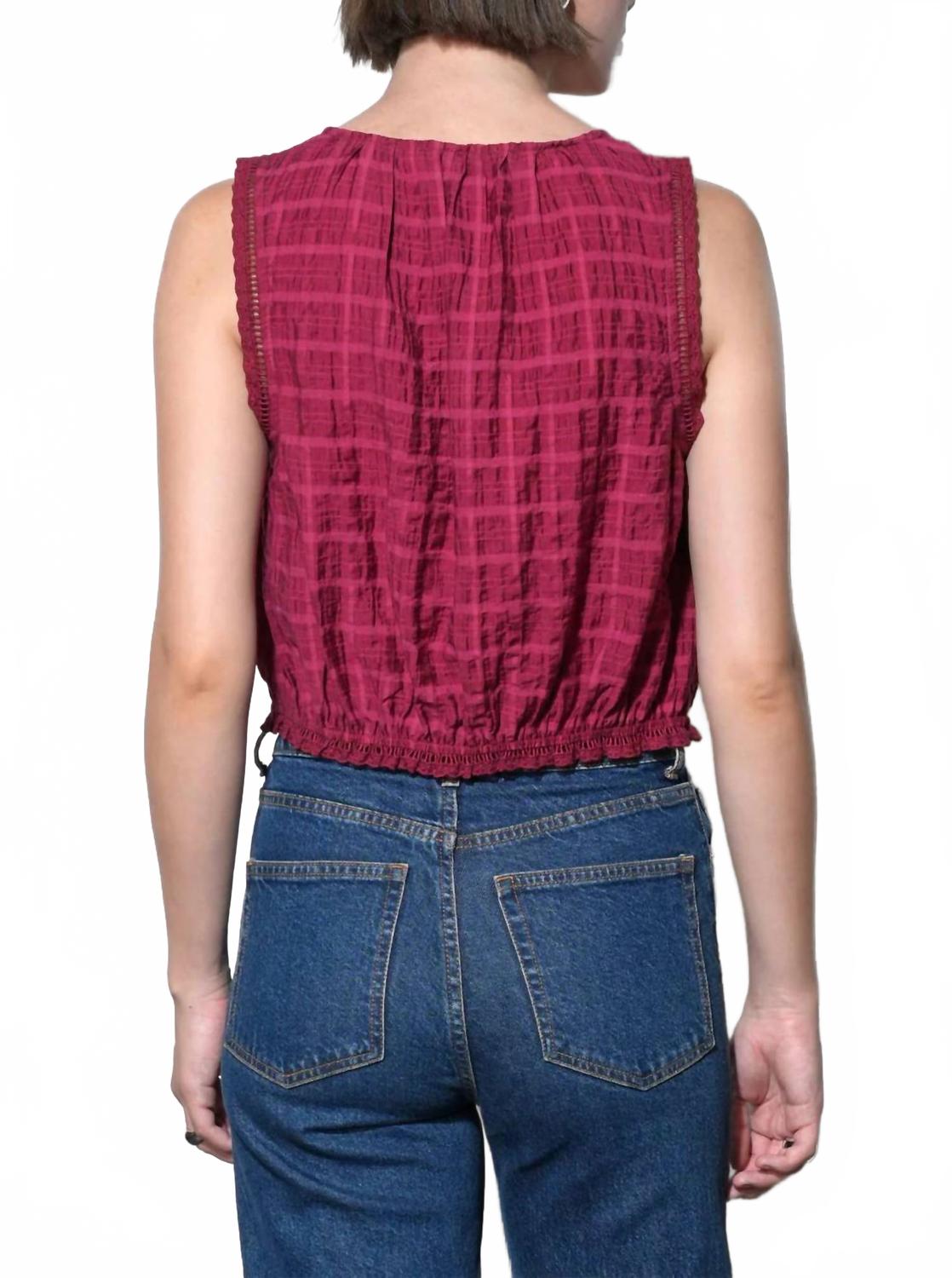 Clara Textured Eyelet Top In Berry