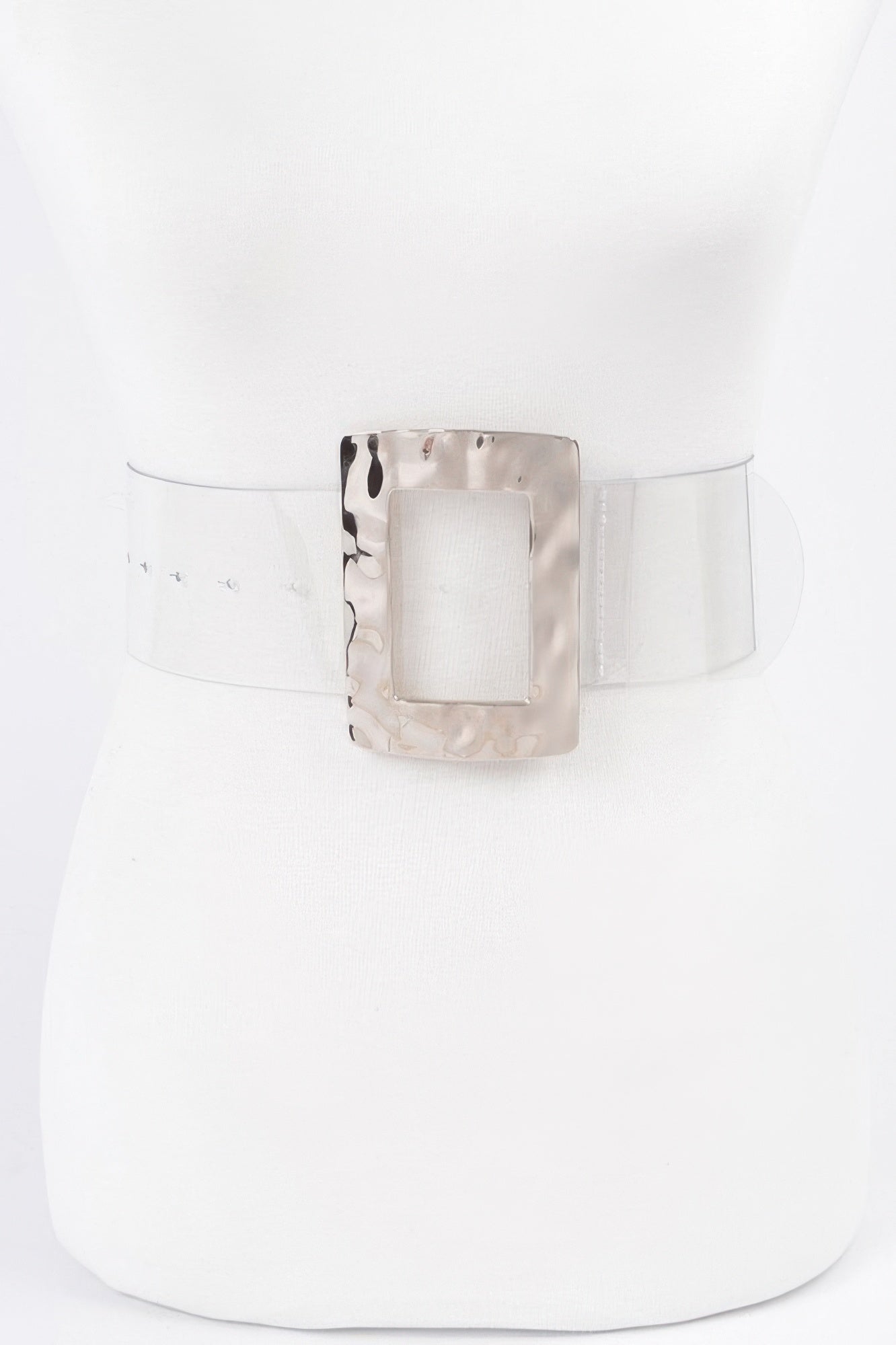 Rectangle Metal Buckle Plus Size Clear Belt