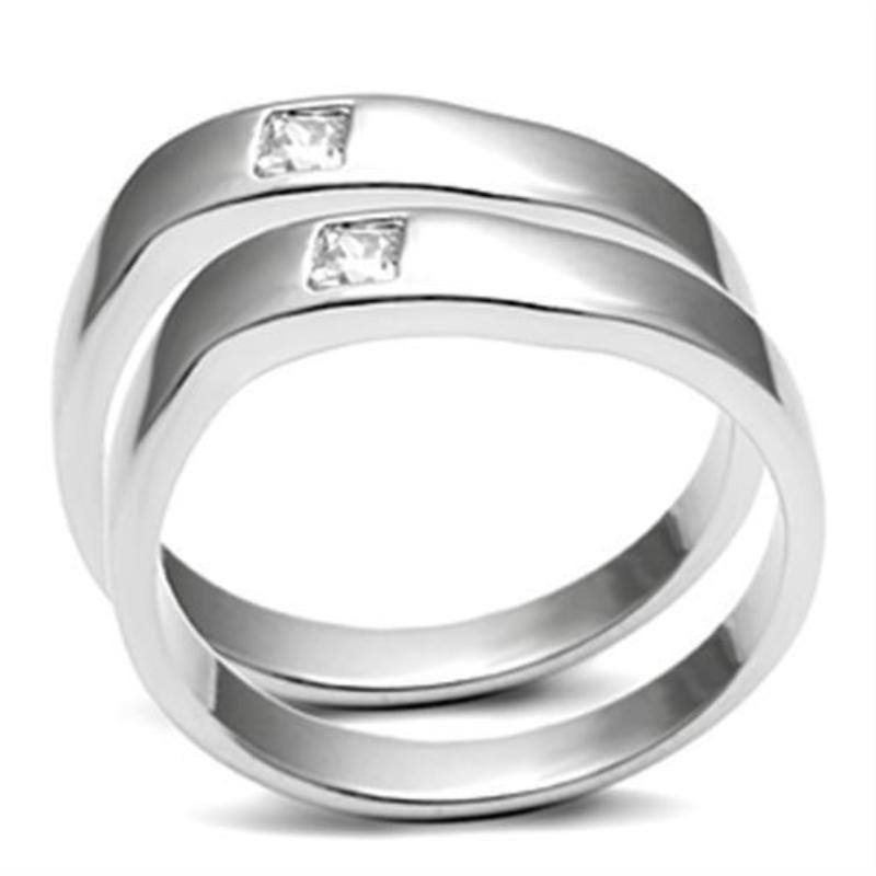 Rhodium Brass Ring with AAA Grade CZ in Clear