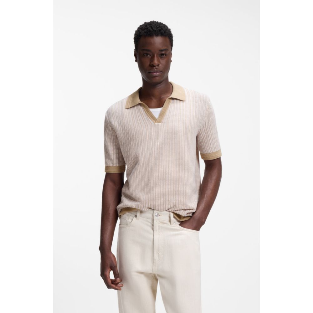 Johhny-collar sweater in cotton and linen