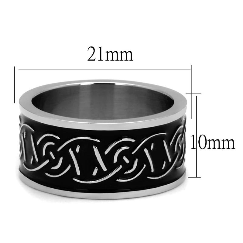 High polished (no plating) Stainless Steel Ring with Epoxy in Jet