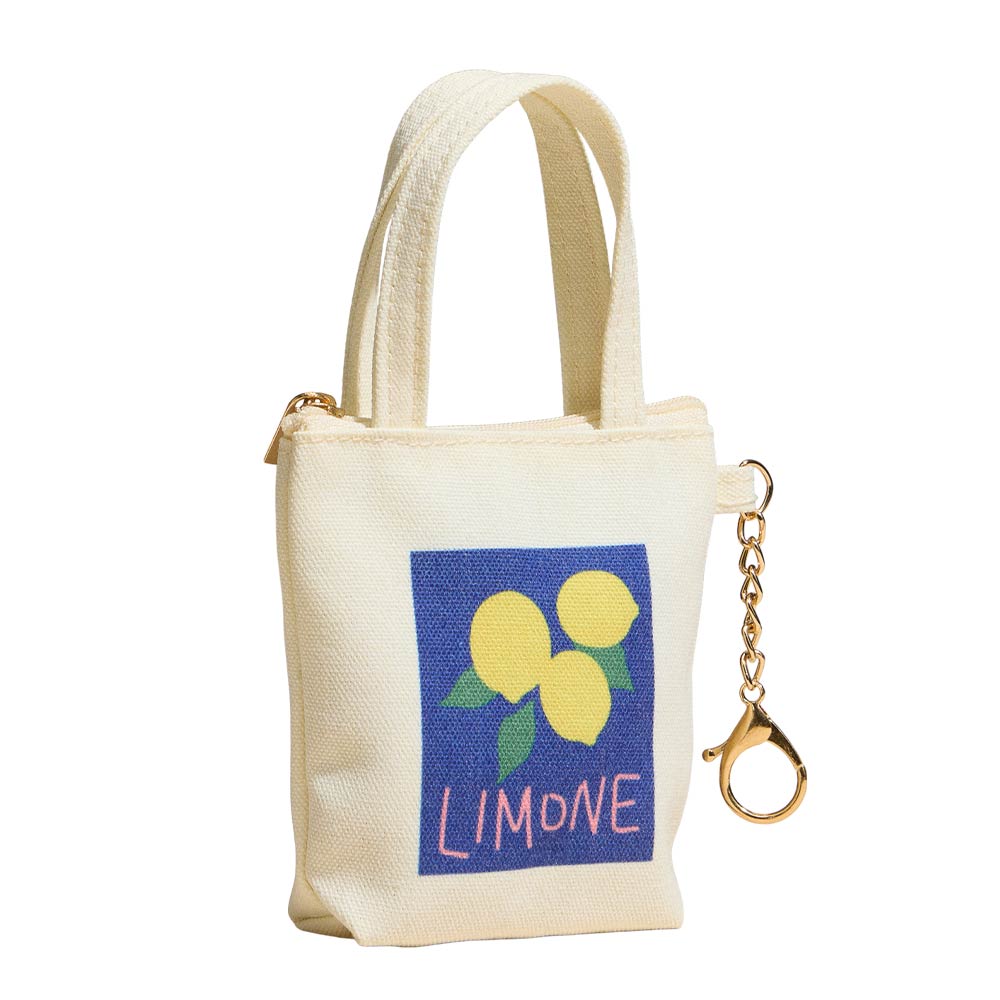 Limone Graphic Printed Keychain Mini Tote Bag